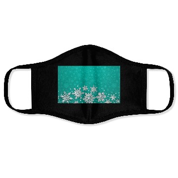 Discover Teal Snowflakes Pattern Face Masks