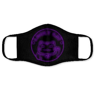 Discover Purple neon lucky cat Face Masks