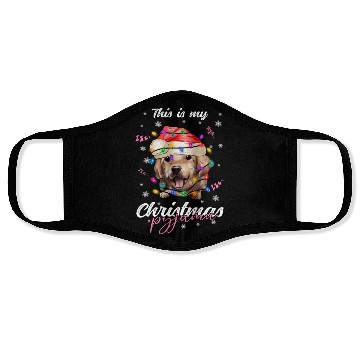 Discover Winter Christmas Pyjama Golden Retriever Face Masks