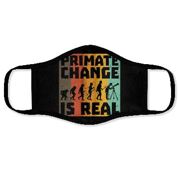 Discover Primate Change Is Real Evolution Joke Face Masks