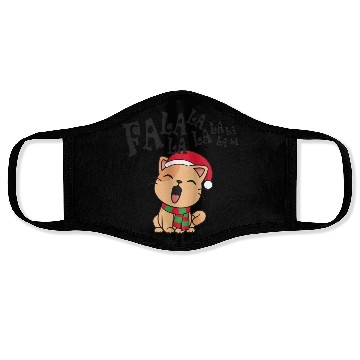 Discover Cute Christmas Cat Singing Fa la la la Song Face Masks