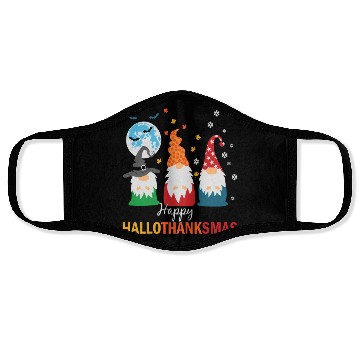 Discover Happy Hallothanksmas Gnomes Lover Halloween Face Masks