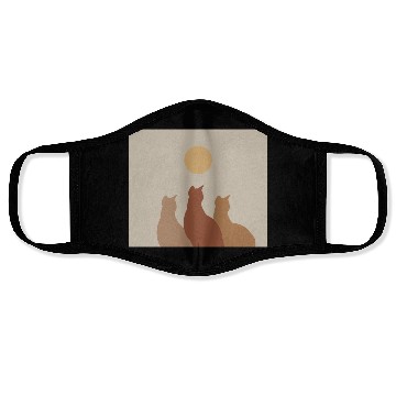 Discover Abstract Boho Cats Relaxed Aesthetic Beige Minimal Face Masks