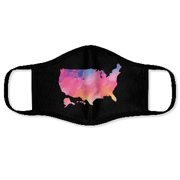 Discover USA Map Watercolor Art America Face Masks