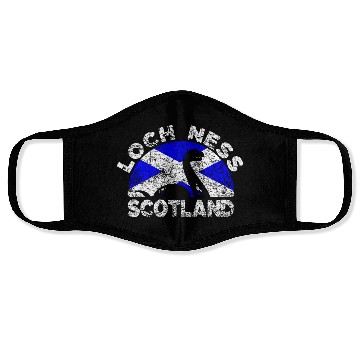 Discover Distressed Loch Ness Monster Scotland Flag Face Masks