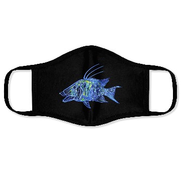 Discover Neon blue green hogfish - funky fish designs Face Masks