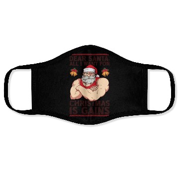 Discover Dear Santa Christmas Gym Training Holiday Workout Face Masks