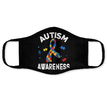 Discover Autism Awareness Ribbon Shape Face Masks