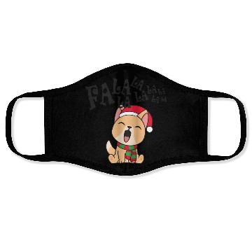 Discover Cute Christmas Dog Singing Fa la la la Song Face Masks