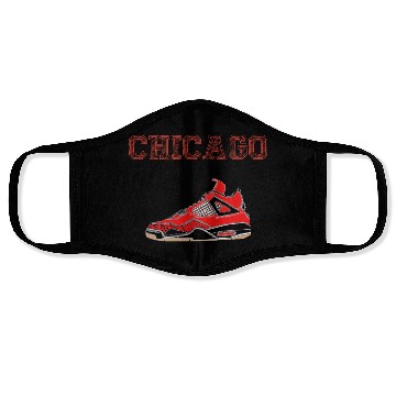 Discover CHICAGO SHOES SNEAKERS BLACK & RED Face Masks