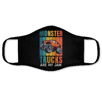 Discover Monster Trucks Are My Jam Vintage Retro Face Masks