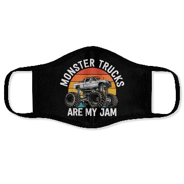 Discover Monster Trucks Are My Jam Vintage Retro Face Masks
