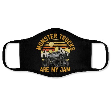 Discover Monster Trucks Are My Jam Vintage Retro Face Masks
