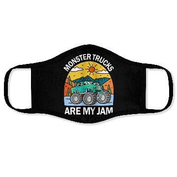 Discover Monster Trucks Are My Jam Vintage Retro Face Masks