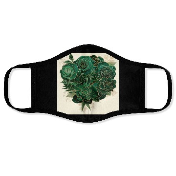 Discover Green and Gold Glam Roses Pattern Face Masks
