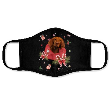 Discover Vizsla Dog In Christmas Card Ornament Pajama Xmas Face Masks