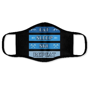 Discover Eat Sleep Ski Repeat Modern Face Masks