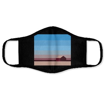 Discover Sunset House Minimalist Abstract Art Landscape Face Masks