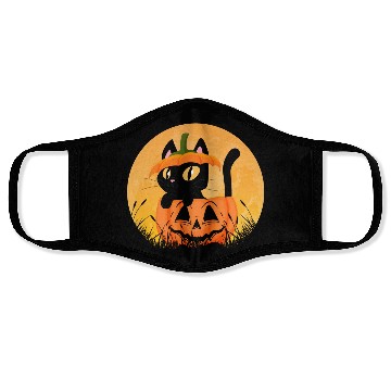 Discover Cute Halloween Pumpkin Cat Lover Face Masks