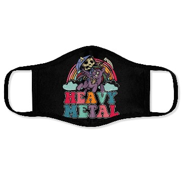 Discover Heavy Grim Unicorn Rainbow Metal Music Lover Rock Face Masks