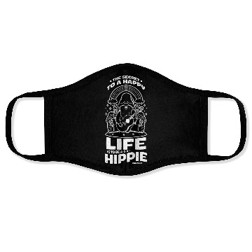 Discover Rainbow dwarf hippie mushroom guitar Face Masks