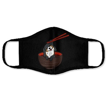Discover Bernese Mountain Dog Dipping Noodles Face Masks