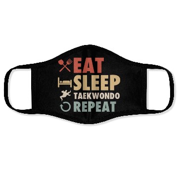 Discover Eat Sleep Taekwondo Repeat Retro Face Masks