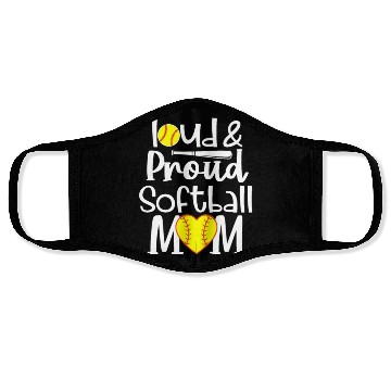 Discover Funny Quote Loud Proud Bleached Softball Mom Face Masks