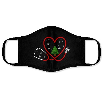 Discover Nurse Heartbeat Christmas Tree Face Masks