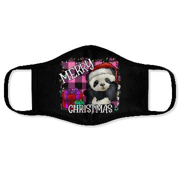 Discover merry Christmas panda Face Masks