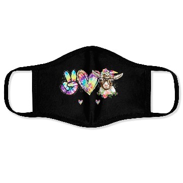 Discover Tie Dye Peace Love Goats Farm Girl Goat Lover Face Masks