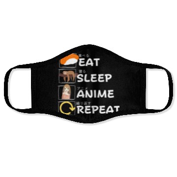 Discover Eat Sleep Anime Repeat Face Masks, Anime Manga