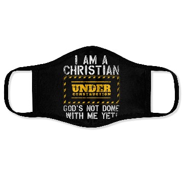 Discover Funny Christian Under Construction Gift Catholic Face Masks