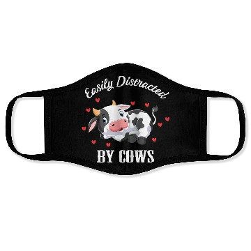 Discover Easiliy Distracted By Cows Cute Farmer Farm Animal Face Masks