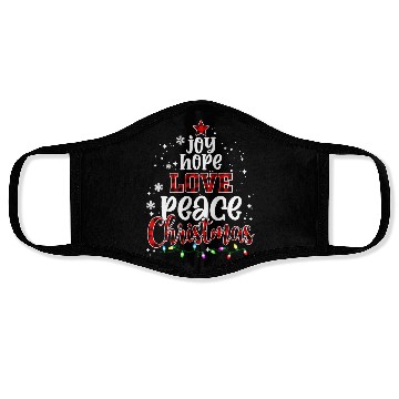 Discover Joy Hope Love Peace Christmas Red Buffalo Plaid Face Masks