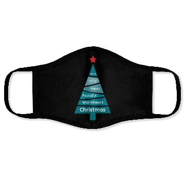 Discover Minimalist Teal Blue Christmas Pine Face Masks
