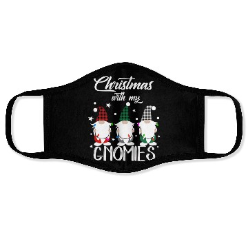 Discover Gnome Family Christmas for Women Men Buffalo Plaid Face Masks