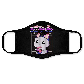 Discover Genderfluid Pride Kawaii Cat Strawberry Milk Face Masks