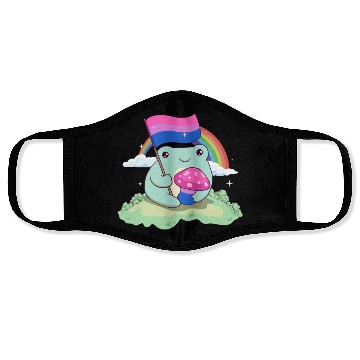 Discover Bisexual Pride Bi Kawaii Frog Mushroom Bisexual Fl Face Masks