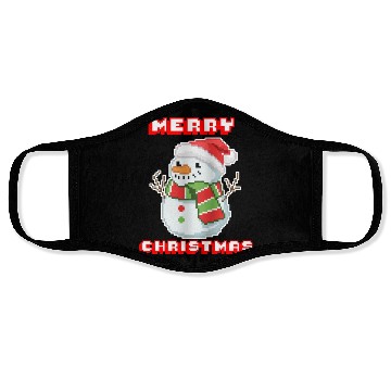 Discover Merry Christmas I Xmas I 8 Bit Pixelated Snowman Face Masks