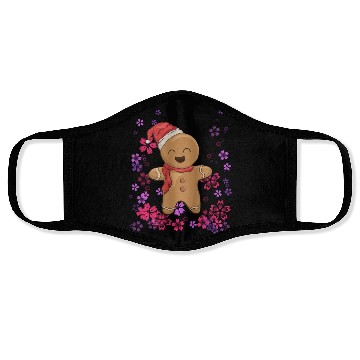 Discover Sweet gingerbread with flowers Face Masks