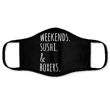 Discover Weekends Sushi And Boxer Dogs Face Masks