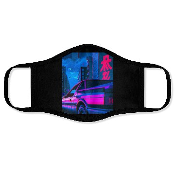 Discover Vaporwave Car Synthwave City Face Masks