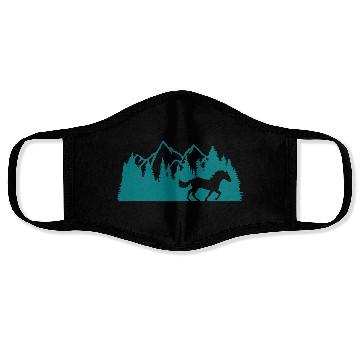 Discover forest mountains nature horse Face Masks