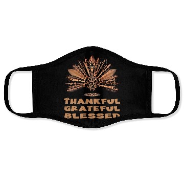 Discover Thankful grateful blessed leopard Face Masks