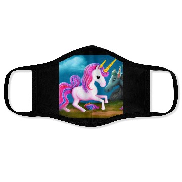 Discover White Unicorn in pastel colors Face Masks