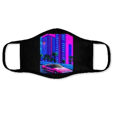 Discover Vaporwave Car Synthwave City Face Masks