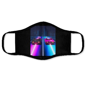 Discover Vaporwave Car Synthwave City Face Masks