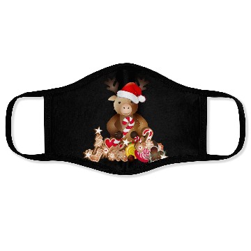 Discover cute reindeer for christmas with santa hat Face Masks