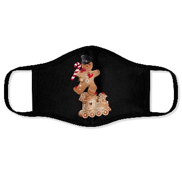 Discover Gingerbread man as engine driver on the locomotive Face Masks